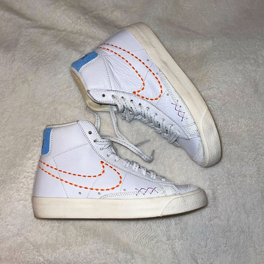 mike blazers with colorful stitching